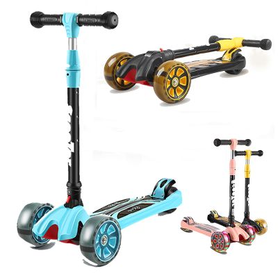 3 Wheel Portable Kids Push Scooter - Lightweight Folding Design Luminous Scooter, with Extra Wide PU Light-Up Wheels Toddler Scooter 4 Adjustable Heightwith Indoor and Outdoor for Children from 3-12,