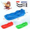 Plastic Toboggan Snow Sled with Pull Rope and 2 Handles, Classic Winter Fun Ski Skooter Sled Portable Snowboard Kick-Scooter Sled for Use on Snow view 2