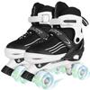 HXWY Boys Roller Skates for Girls Kids Child, Adjustable 4 Sizes Quad Roller Skates for Kids & Youth with Light Up Wheels for Sports, Black & White (Medium-Big Kid 1-4) view 1