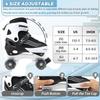 HXWY Boys Roller Skates for Girls Kids Child, Adjustable 4 Sizes Quad Roller Skates for Kids & Youth with Light Up Wheels for Sports, Black & White (Medium-Big Kid 1-4) view 2