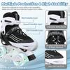 HXWY Boys Roller Skates for Girls Kids Child, Adjustable 4 Sizes Quad Roller Skates for Kids & Youth with Light Up Wheels for Sports, Black & White (Medium-Big Kid 1-4) view 3