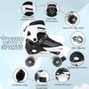 HXWY Boys Roller Skates for Girls Kids Child, Adjustable 4 Sizes Quad Roller Skates for Kids & Youth with Light Up Wheels for Sports, Black & White (Medium-Big Kid 1-4) view 4