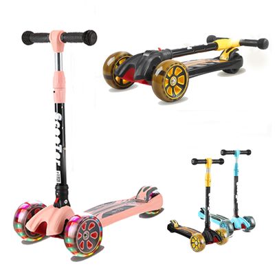 3 Wheel Portable Kids Push Scooter - Lightweight Folding Design Luminous Scooter, with Extra Wide PU Light-Up Wheels Toddler Scooter 4 Adjustable Heightwith Indoor and Outdoor for Children from 3-12,