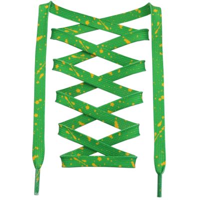 DANHUA Flat Green Yellow Shoelaces 31 inch for Sneakers Art Printed Pattern String 2 Pair