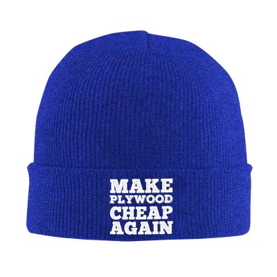 Daiwofei Make Plywood Cheap Again Knit Winter Hats Cuffed Beanie Stocking Hat Ski Gift Blue