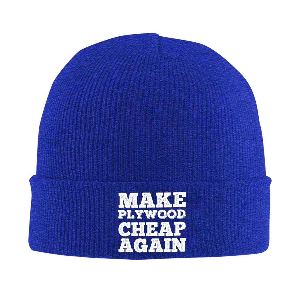 Daiwofei Make Plywood Cheap Again Knit Winter Hats Cuffed Beanie Stocking Hat Ski Gift Blue