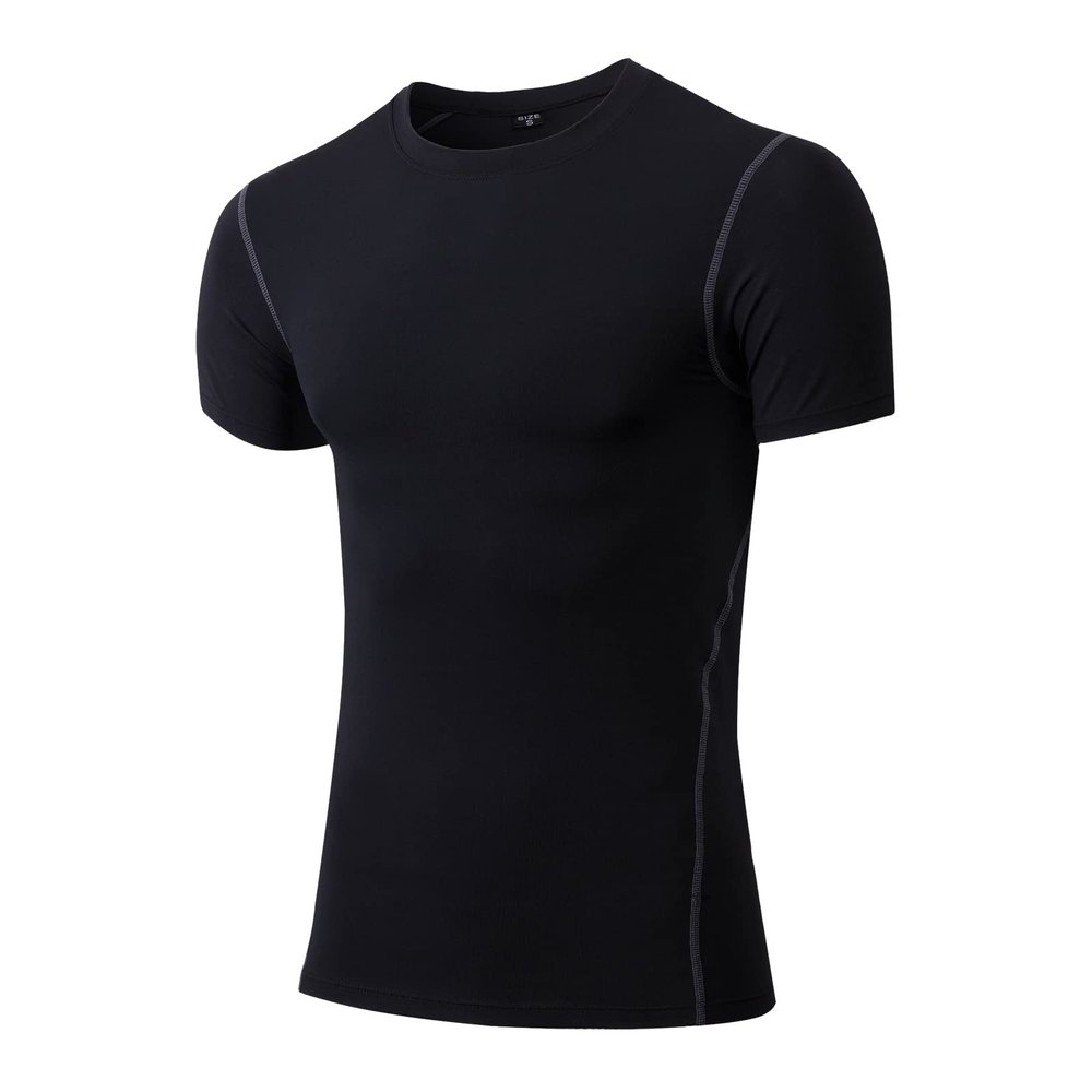 1 Pack Men's Athletic Shirts Compression Running T Shirt Base-Layer Quick Dry Fit Workout Short Sleeve Undershirts