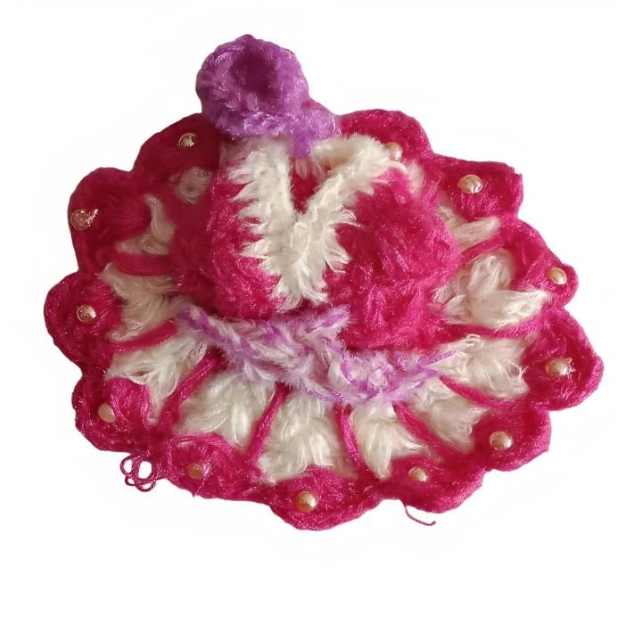 Gopal Pooja Bhandar Laddu Gopal Winter Dress Bal Gopal Krishna Idol Woolen Cloth Poashak Laddu Gopal Combo Set (Pink, 3)