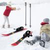 clinmday Kid's Beginner Snow Skis and Poles,Lightweight Sturdy Safe & Adjustable Buckle Low-Resistant Ski Boards with Christmas Themed Pattern for Age 4 and Under Red view 3