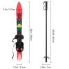 clinmday Kid's Beginner Snow Skis and Poles,Lightweight Sturdy Safe & Adjustable Buckle Low-Resistant Ski Boards with Christmas Themed Pattern for Age 4 and Under Red view 4