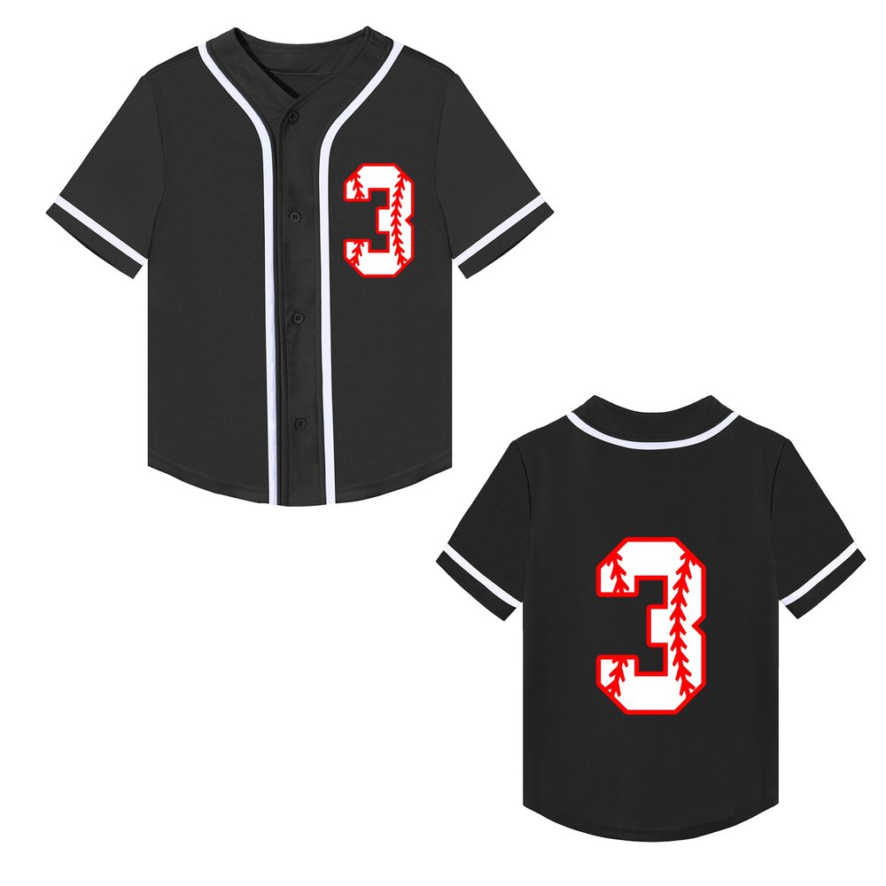 Icibgds Toddler Baseball Jersey Baby Boys 3rd Birthday Shirt Girls 4th Birthday V-Neck Short Sleeve Party Tees