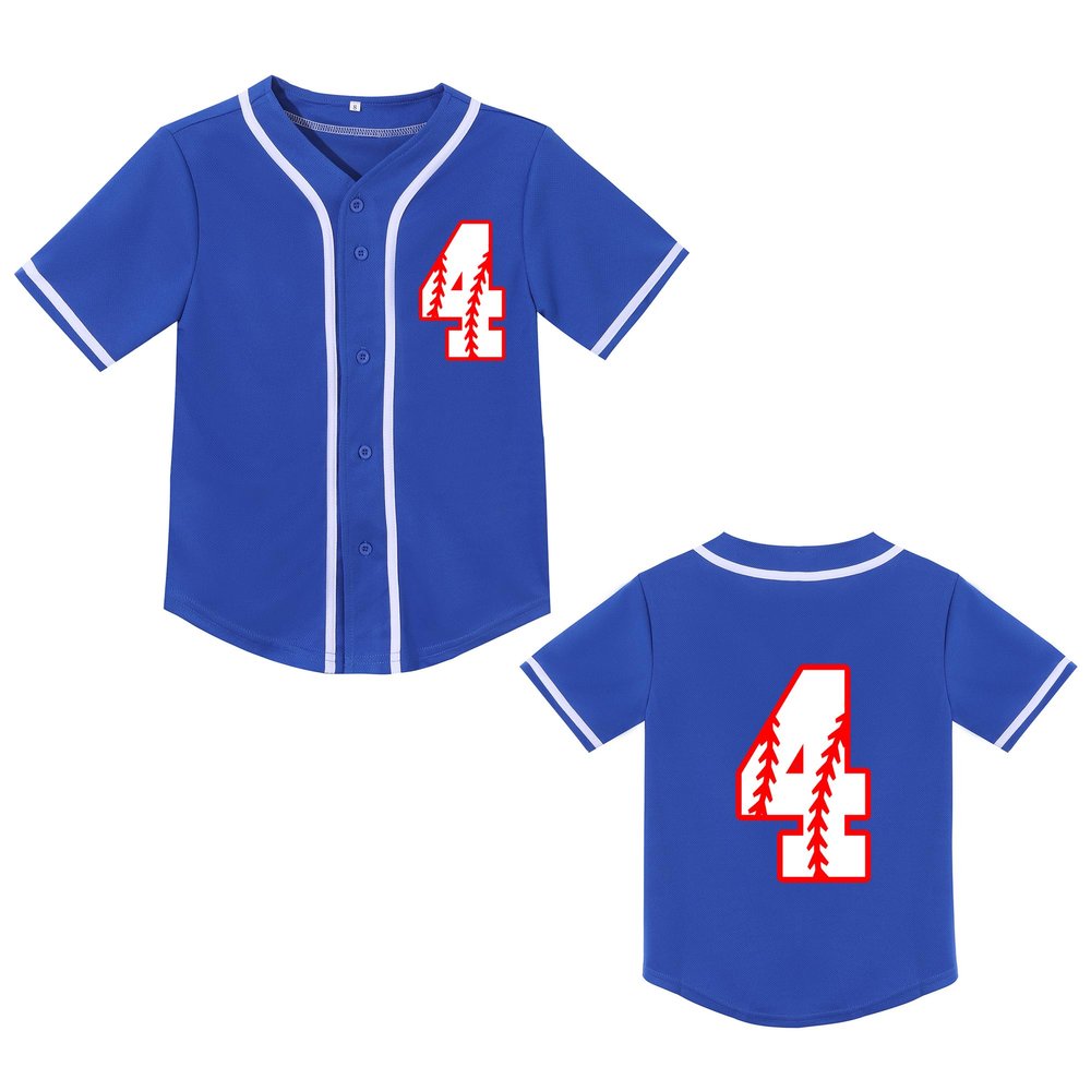 Icibgds Toddler Baseball Jersey Baby Boys 3rd Birthday Shirt Girls 4th Birthday V-Neck Short Sleeve Party Tees