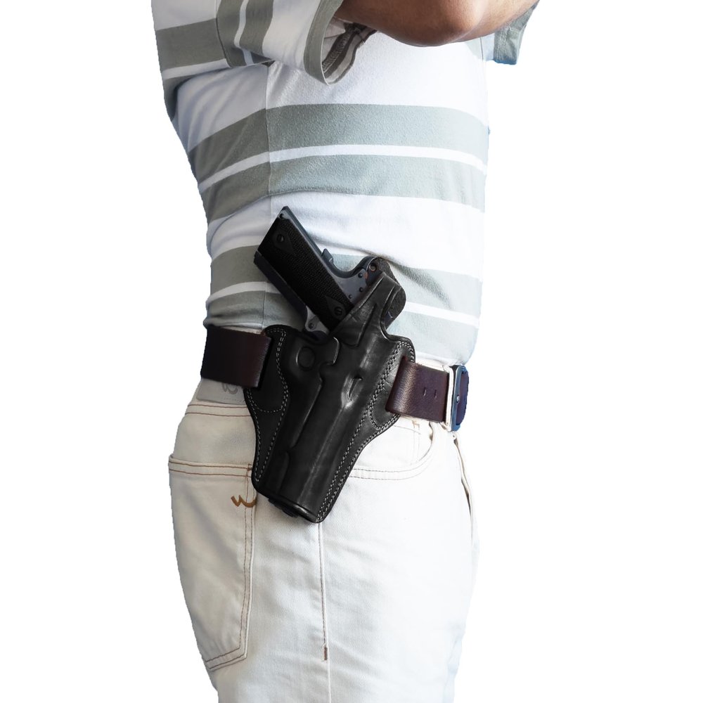 AYSESA Leather Holster OWB Concealed/Open Carry | Comfortable High Ride Belt Holster for Fast Draw | Secure Retention