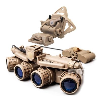 FMA Airsoft Hunting Tactical GPNVG18 Dummy Model Night Vision Goggles No Function Four-Tube Binoculars & L4G19 NVG Helmet Mount Plastic Bracket Helmet Accessories for Tactical Hunting Cosplay (Brown)
