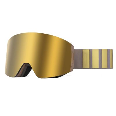 BAHREL Ski Goggles for Men Wome Adult Youth, UV Protection Snow Glasses Anti Fog Snowboard Goggles (Color : Gold)