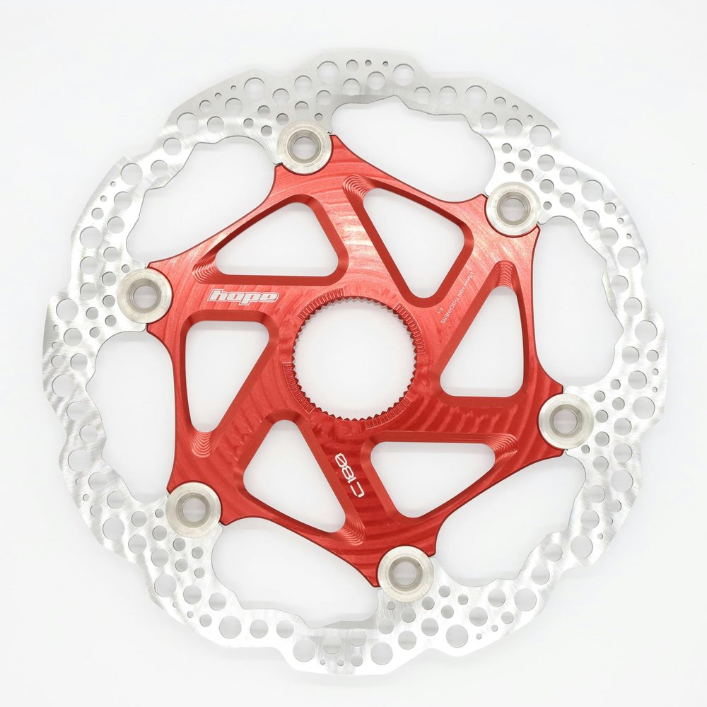 Hope MTB Floating Centre-Lock Disc Brake Rotor - 180mm, Center-Lock, Red