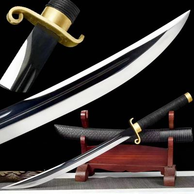 Copper Hand Guard Taichi Saber Jian Chinese Kungfu Broadsword Sword Wushu Da Dao Black High Manganese Steel Blade Sharp Outdoors Knife
