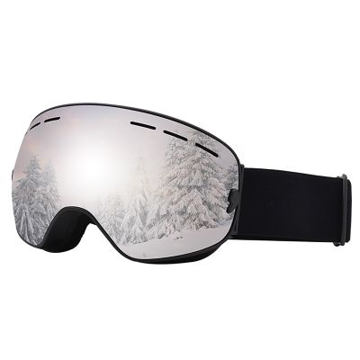 BAHREL Ski Goggles for Men Women Youth, Anti Fog OTG Winter Snow Goggles Spherical Detachable Lens Snow Glasses (Color : Sivler)