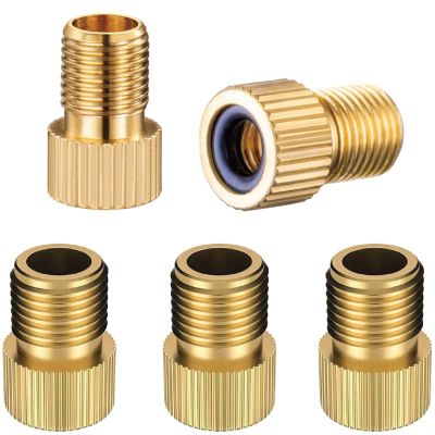 VANSIHO Bike Brass Presta Valve Adapter, Converts Presta to Schrader Inflate Tire Using Standard Bicycle Pump or Air Compressor (5 Pack)