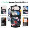 AceTreker 32 oz 40 oz Water Bottle Sleeve, Insulated Sport Water Bottle Holder with Strap & Paracord Handle, Flask Carrier Sling Bag with 4 Pockets for Walking Hiking-Wild Rose view 2