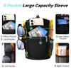 AceTreker 64/128 oz Water Bottle Sleeve, Neoprene Water Bottle Holder with Strap & Paracord Handle, Sport Metal Bottle Carrier Sling Bag with 5 Pockets for Travelling, Walking, Camping-Black view 2