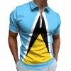 Saint Lucia Flag Men's Polo-Shirt Zipper Classic Golf Shirt Short Sleeve Tees Casual Tight Tops XL view 1