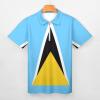 Saint Lucia Flag Men's Polo-Shirt Zipper Classic Golf Shirt Short Sleeve Tees Casual Tight Tops XL view 3