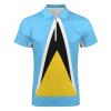 Saint Lucia Flag Men's Polo-Shirt Zipper Classic Golf Shirt Short Sleeve Tees Casual Tight Tops XL view 4