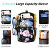 AceTreker Neoprene Half Gallon Water Bottle Sleeve with 5 Pockets, Paracord Handle, 64/128 oz Metal Water Bottle Pouch Holder with Adjustable Strap for Walking, Sport-Black Flower view 2