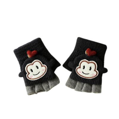 3 to 6 Years Children Warm Gloves Kids Flip Top Fingerless Warm Soft Gloves Knit Winter Mitten (Navy, One Size)