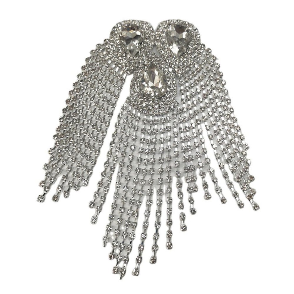 Lurrose 2pcs Acrylic Chain Tassel Shoulder Epaulet Jewelry for Women Chic Rhinestone and Tassel Design for Weddings Photo Shoots and Stage Costumes