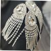 Lurrose 2pcs Acrylic Chain Tassel Shoulder Epaulet Jewelry for Women Chic Rhinestone and Tassel Design for Weddings Photo Shoots and Stage Costumes view 3