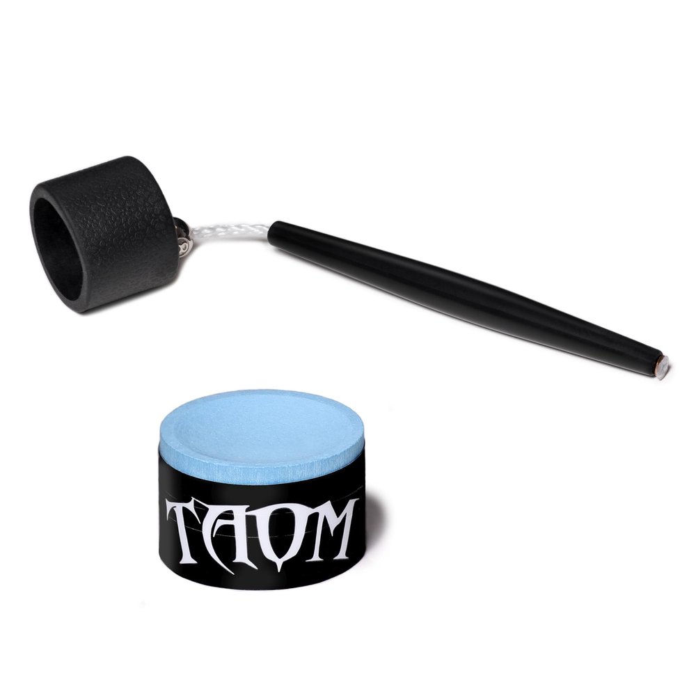 TAOM Pyro Billiard Pool Cue Premium Chalk - Blue - with Chalk Holder