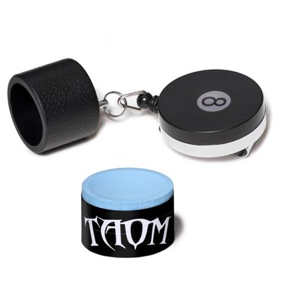 TAOM Pyro Billiard Pool Cue Premium Chalk - Blue - with Retractable Chalk Holder