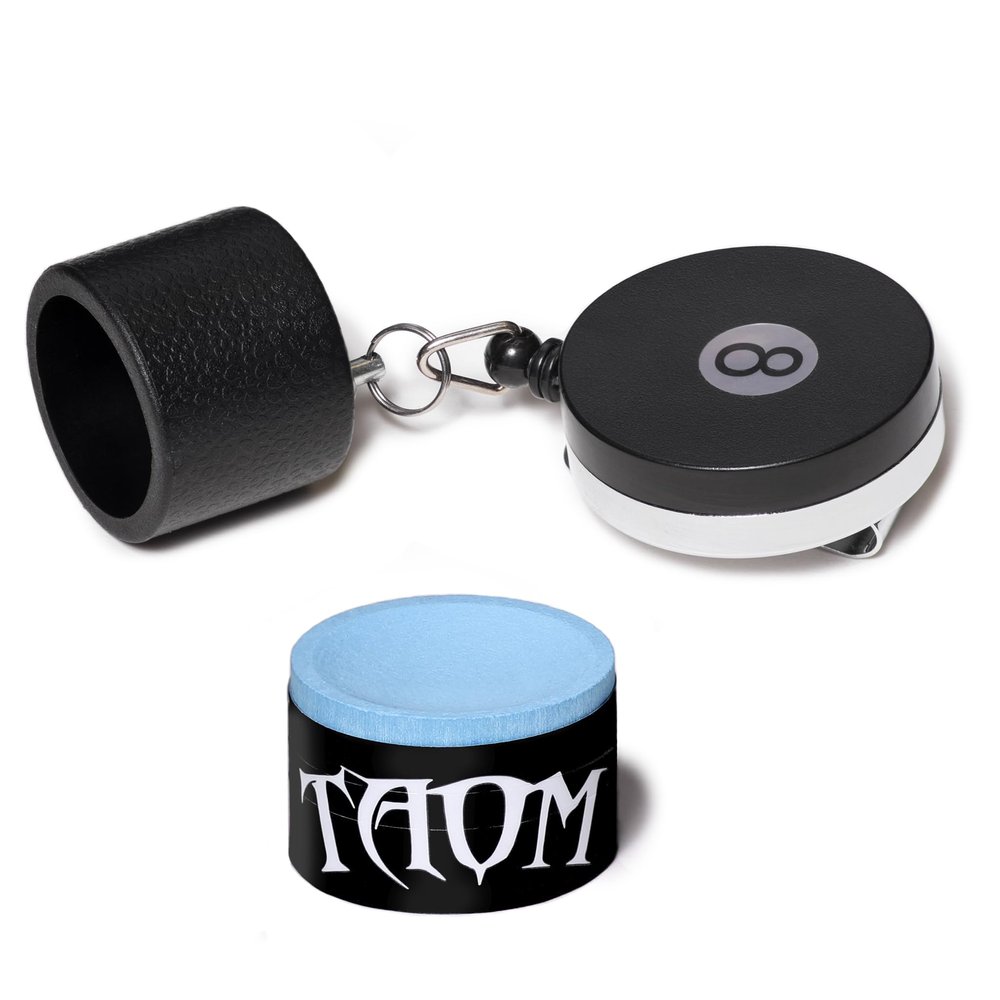 TAOM Pyro Billiard Pool Cue Premium Chalk - Blue - with Retractable Chalk Holder