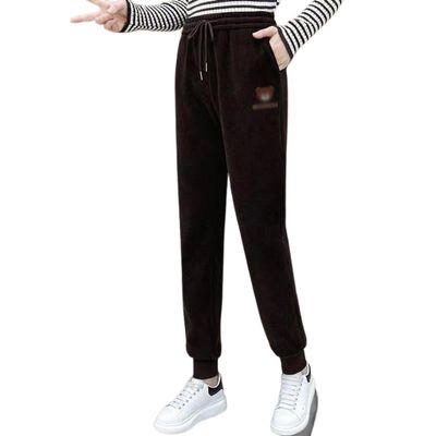 HOCEDO Warme Plsch-Cord-Jogginghose fr Damen, mit Cord geftterte Damen-Sweatpants (Dark Coffee,Medium)