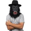 CrDoJu Halloween Chimp Head Mask Chimpanzee Mask Black with Fur Latex Gorilla Full Head Mask for Carnival Costume Party Prop view 2