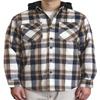 AIRNINE Men's Heavy Weight Quilted Lined Plaid Flannel Shirt Jacket (S to 5XL) (Ecru/Grey/Hood_1126, Small) view 1