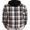 AIRNINE Men's Heavy Weight Quilted Lined Plaid Flannel Shirt Jacket (S to 5XL) (Ecru/Grey/Hood_1126, Small) view 3
