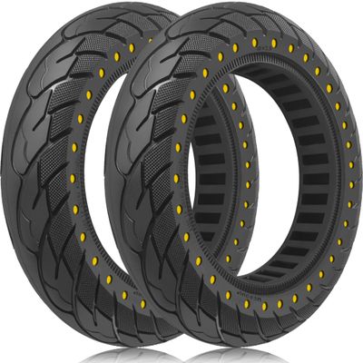 GYL 10 Inch Solid Tire: 60/70-6.5 Scooter Tires Replacement for Ninebot Max, 10x2.50-6.5 Tubeless Tyre for Segway Ninebot Max G30 G30P G30LP Hover 1 Alpha Electric Scooter Rubber Wheel Yellow 2pcs