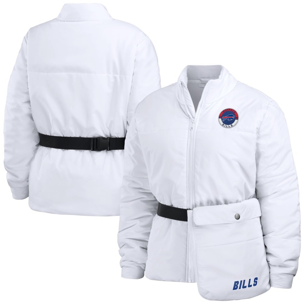 WEAR by Erin Andrews Women's White Buffalo Bills Packaway Full-Zip Puffer Jacket