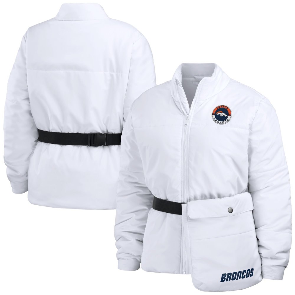 WEAR by Erin Andrews Women's White Denver Broncos Packaway Full-Zip Puffer Jacket