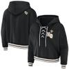 WEAR by Erin Andrews Women's Black New Orleans Saints Lace-Up Pullover Hoodie view 1