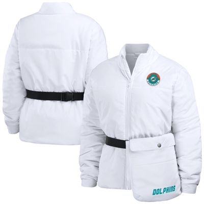 WEAR by Erin Andrews Women's White Miami Dolphins Packaway Full-Zip Puffer Jacket