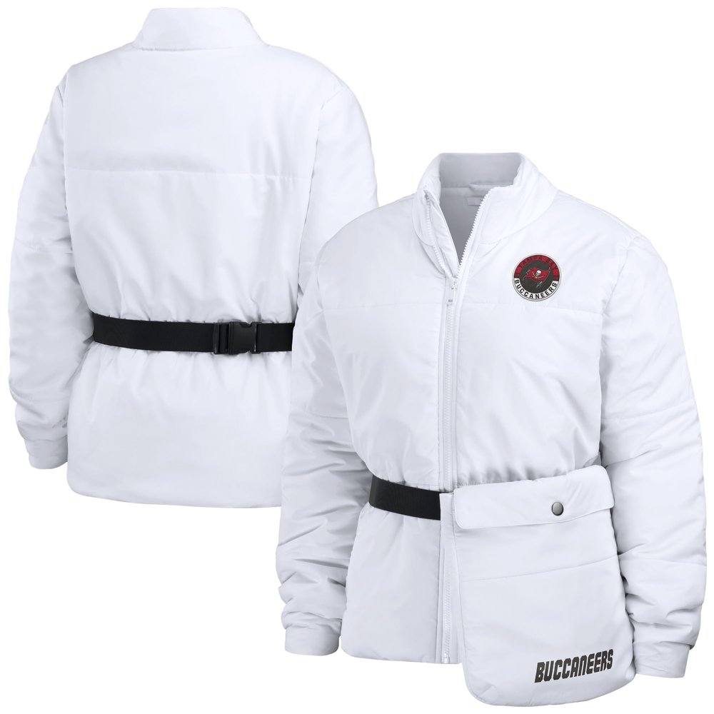 WEAR by Erin Andrews Women's White Tampa Bay Buccaneers Packaway Full-Zip Puffer Jacket