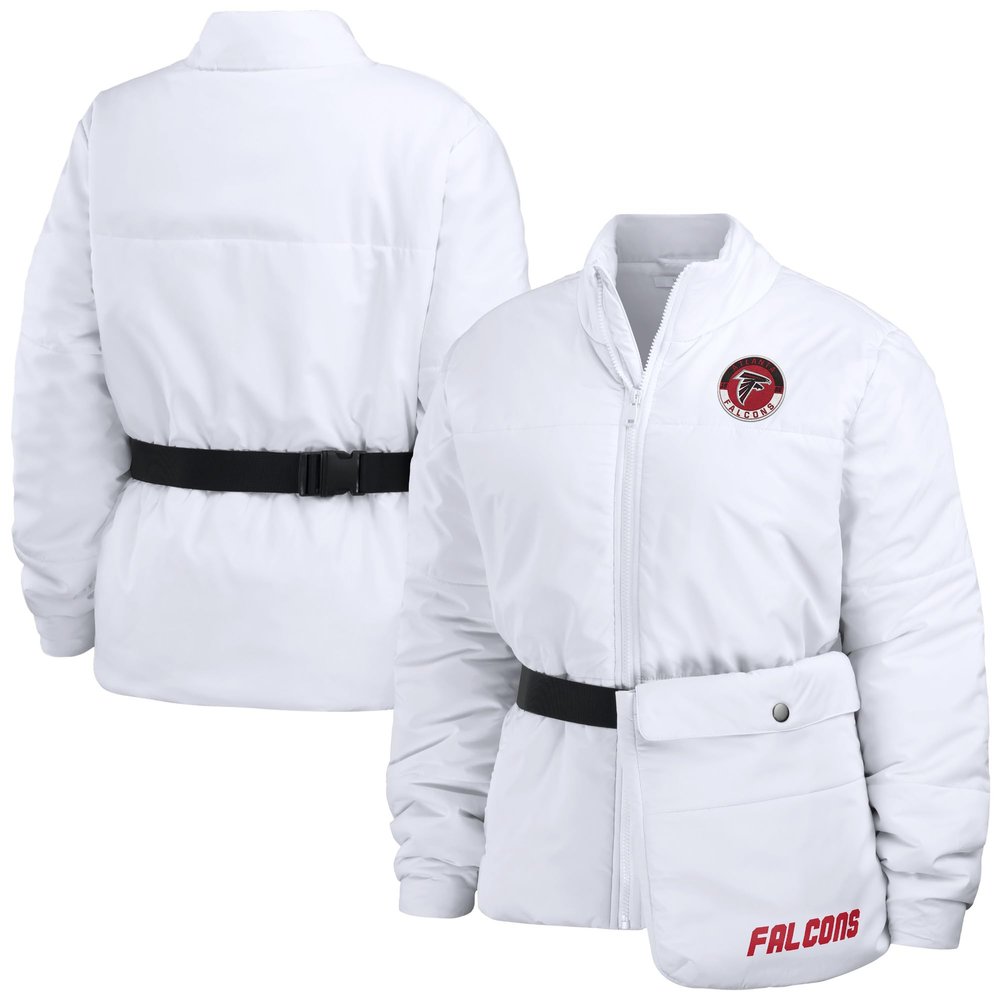 WEAR by Erin Andrews Women's White Atlanta Falcons Packaway Full-Zip Puffer Jacket