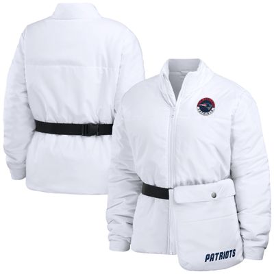 WEAR by Erin Andrews Women's White New England Patriots Packaway Full-Zip Puffer Jacket