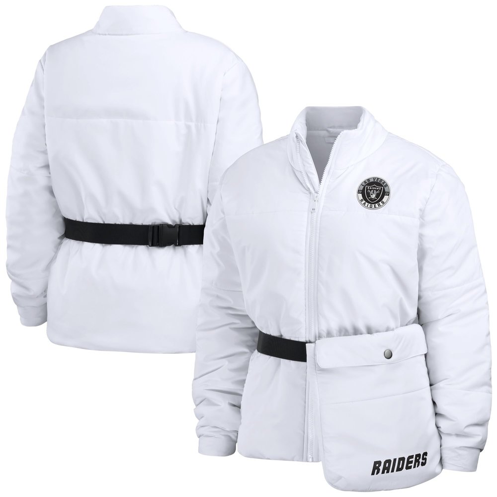 WEAR by Erin Andrews Women's White Las Vegas Raiders Packaway Full-Zip Puffer Jacket