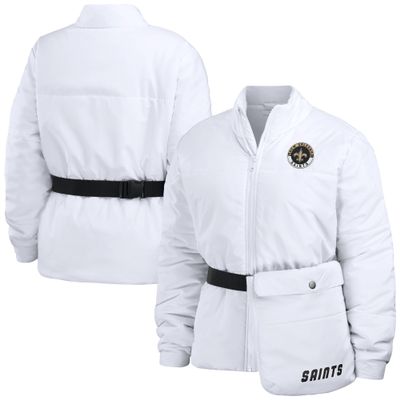 WEAR by Erin Andrews Women's White New Orleans Saints Packaway Full-Zip Puffer Jacket