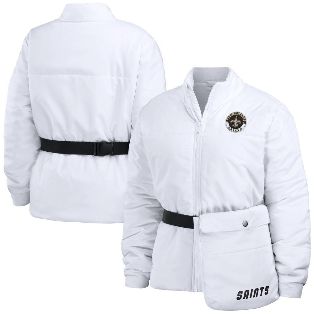 WEAR by Erin Andrews Women's White New Orleans Saints Packaway Full-Zip Puffer Jacket